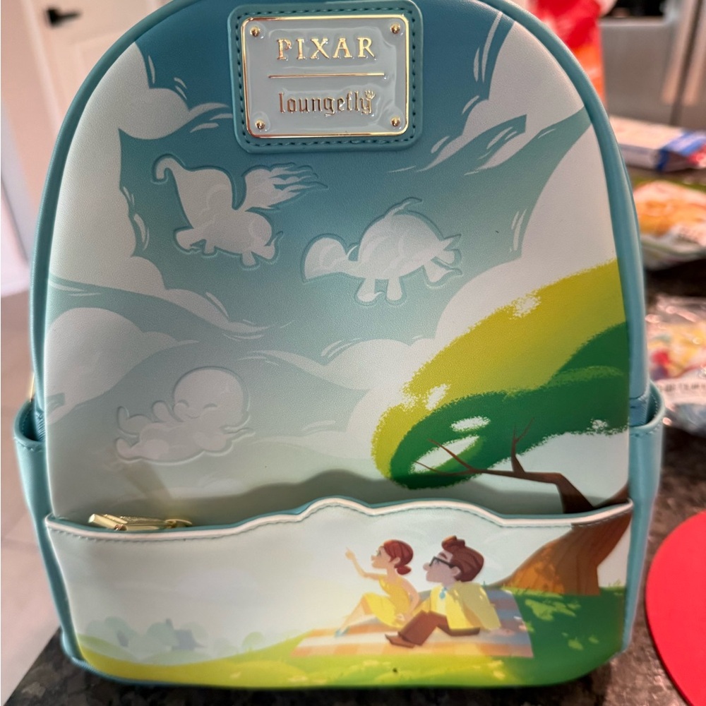 Loungefly Disney Pixar UP Ellie and Carl Daydream mini backpack debossed clouds